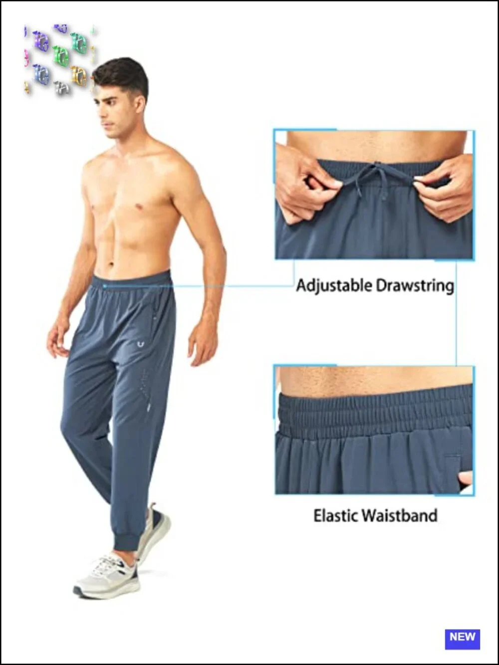 Men's Athletic Running Pants Quick-Dry Joggers with Zippered Pockets
